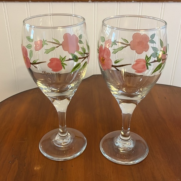 Franciscan Other - Franciscan Desert Rose 12 Oz Stemmed Wine Glasses (2) - Hand Painted